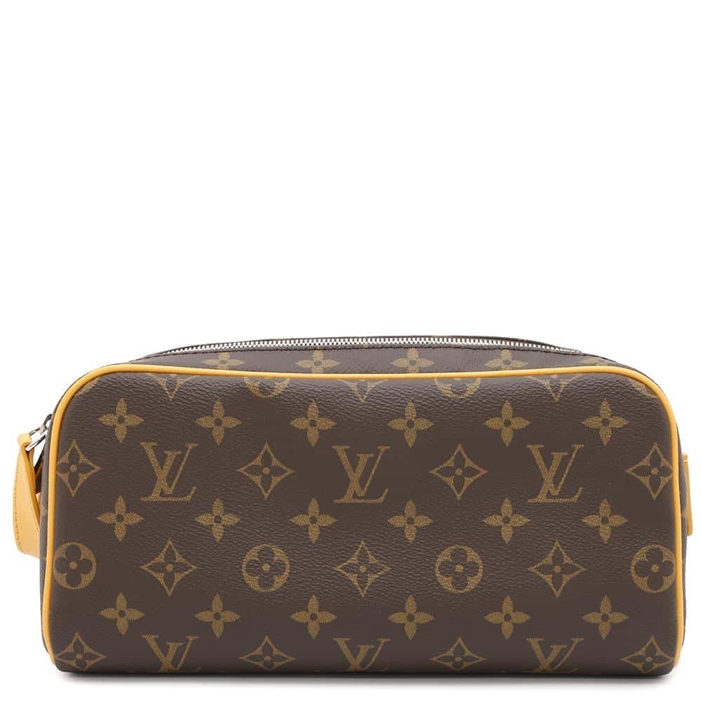 Louis Vuitton Monogram Macassar Brown Dopp Shoulder Bag Handbag